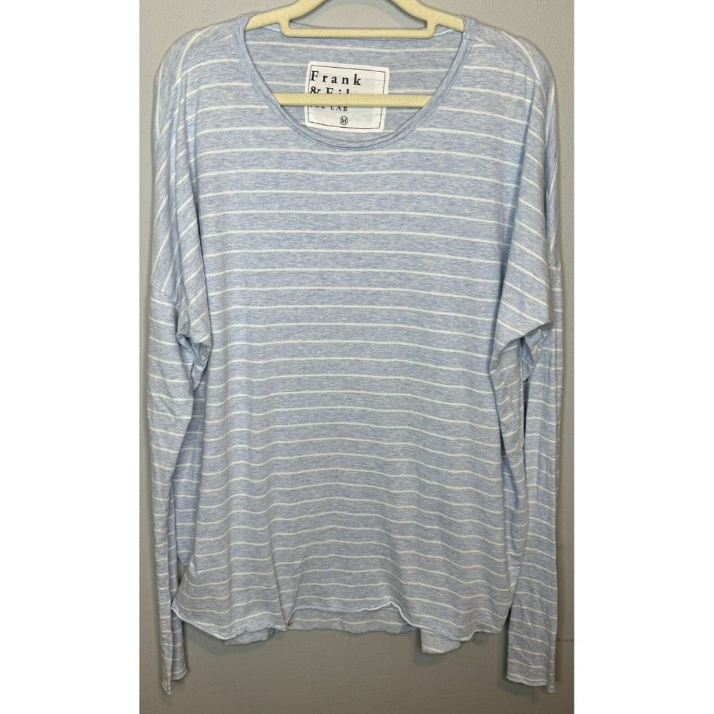 Frank And Eileen Blue White Striped Tee Shirt Size Medium Women’s Long Sleeve